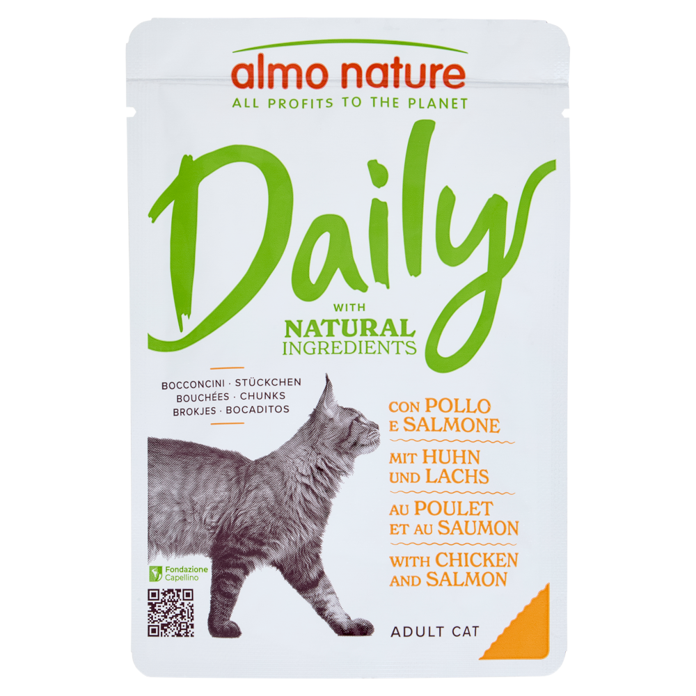 almo nature Daily Adult Cat Bocconcini con Pollo e Salmone 70 g