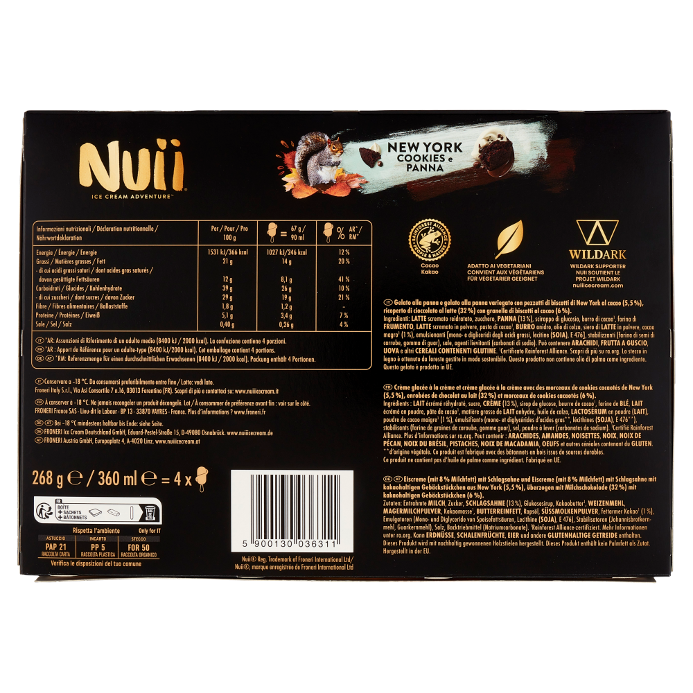 NUII New York Cookies e Panna 4 x 67 g