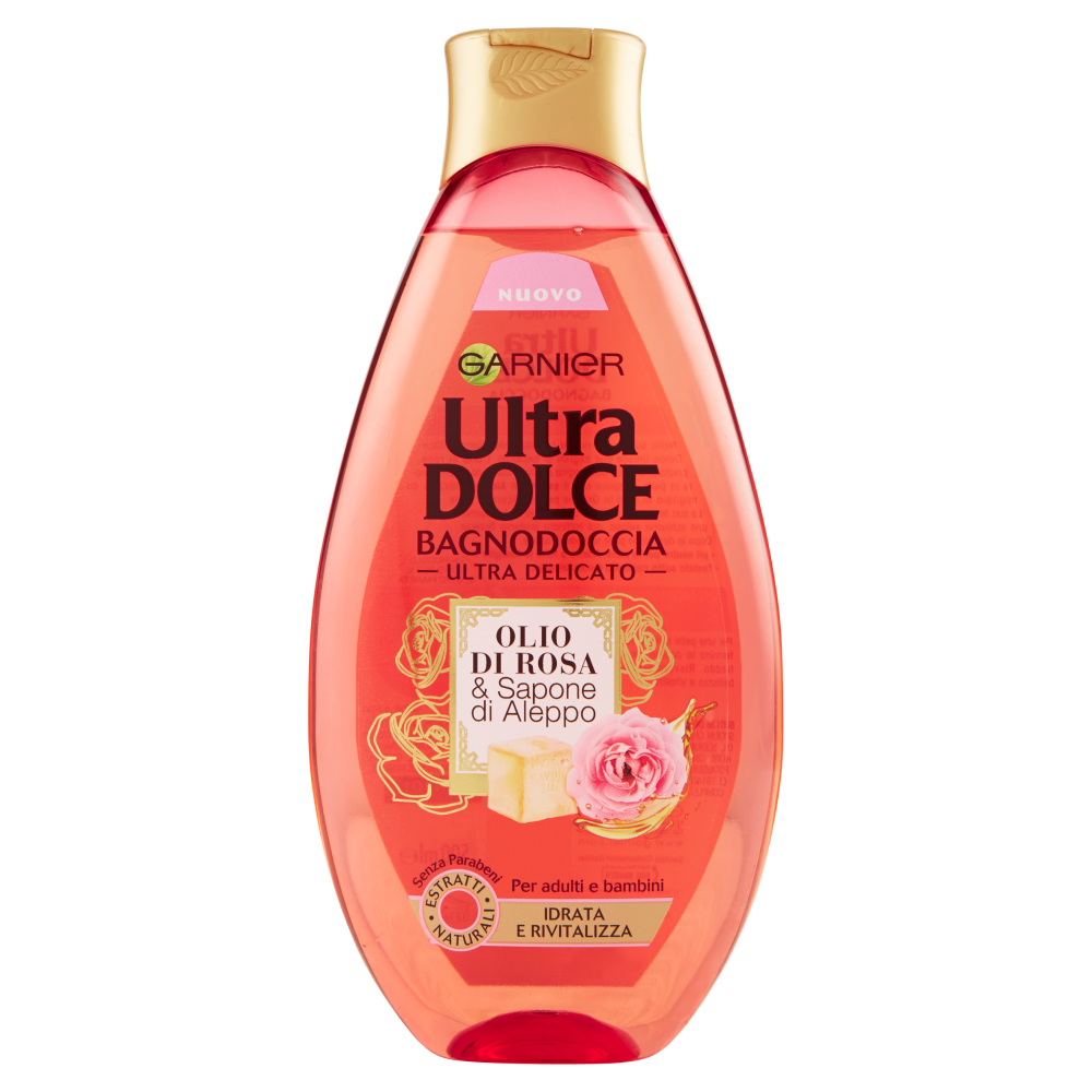 Garnier Ultra Dolce Olio di Rosa & Sapone di Aleppo Bagnodoccia Ultra Delicato 500 ml