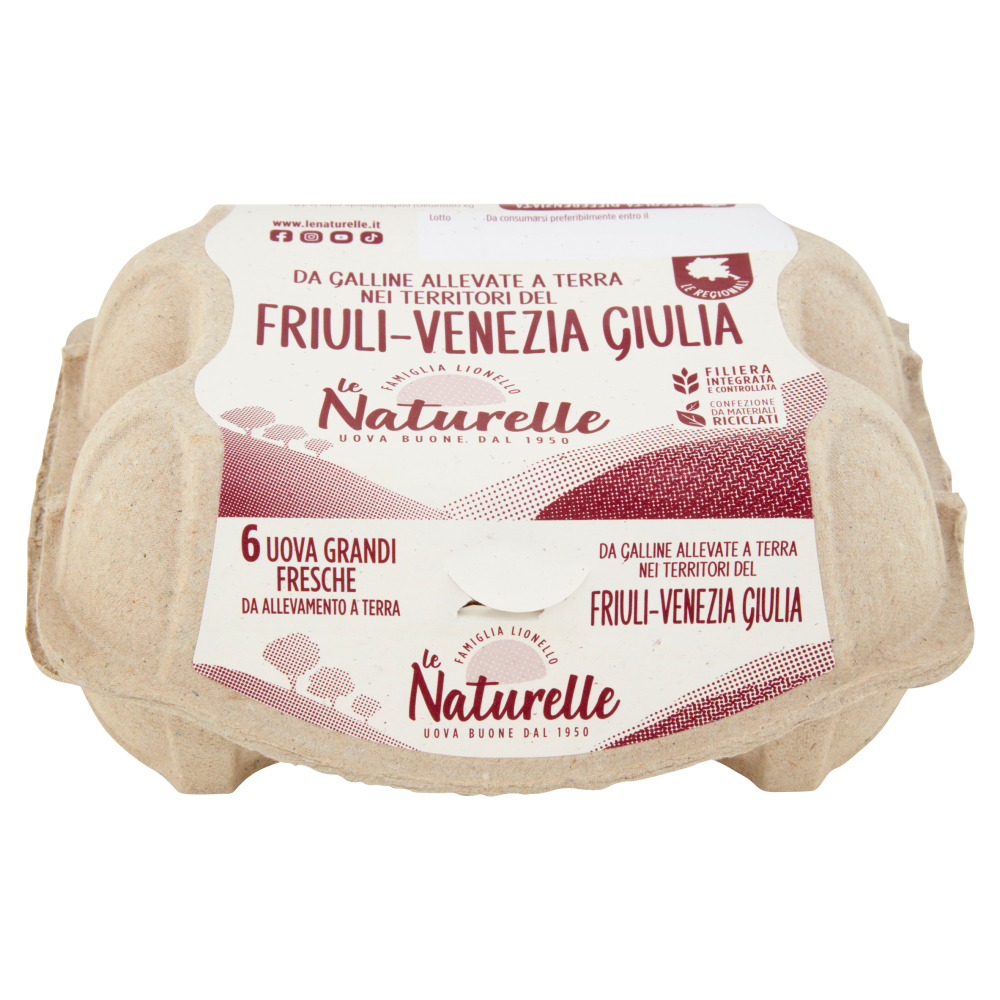 le Naturelle Le Regionali Friuli-Venezia Giulia 6 Uova Grandi Fresche da Allevamento a Terra
