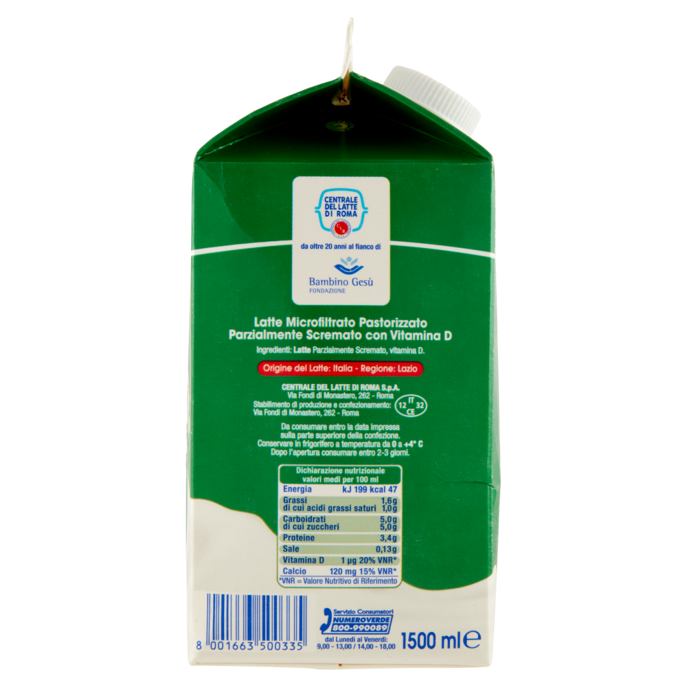 Centrale del Latte di Roma Latte Parzialmente Scremato 1500 ml