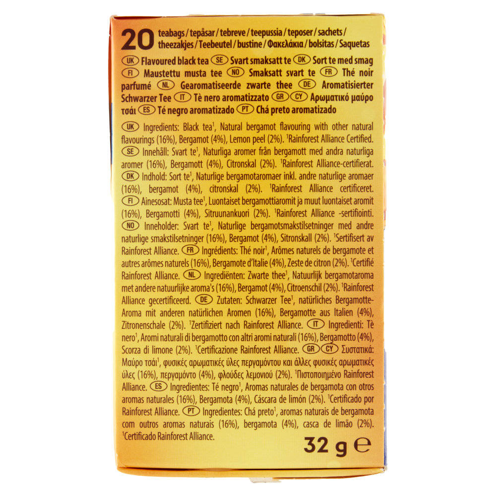 Lipton Earl Grey Tè Nero con Bergamotto 20 Pyramid Teabags 32 g