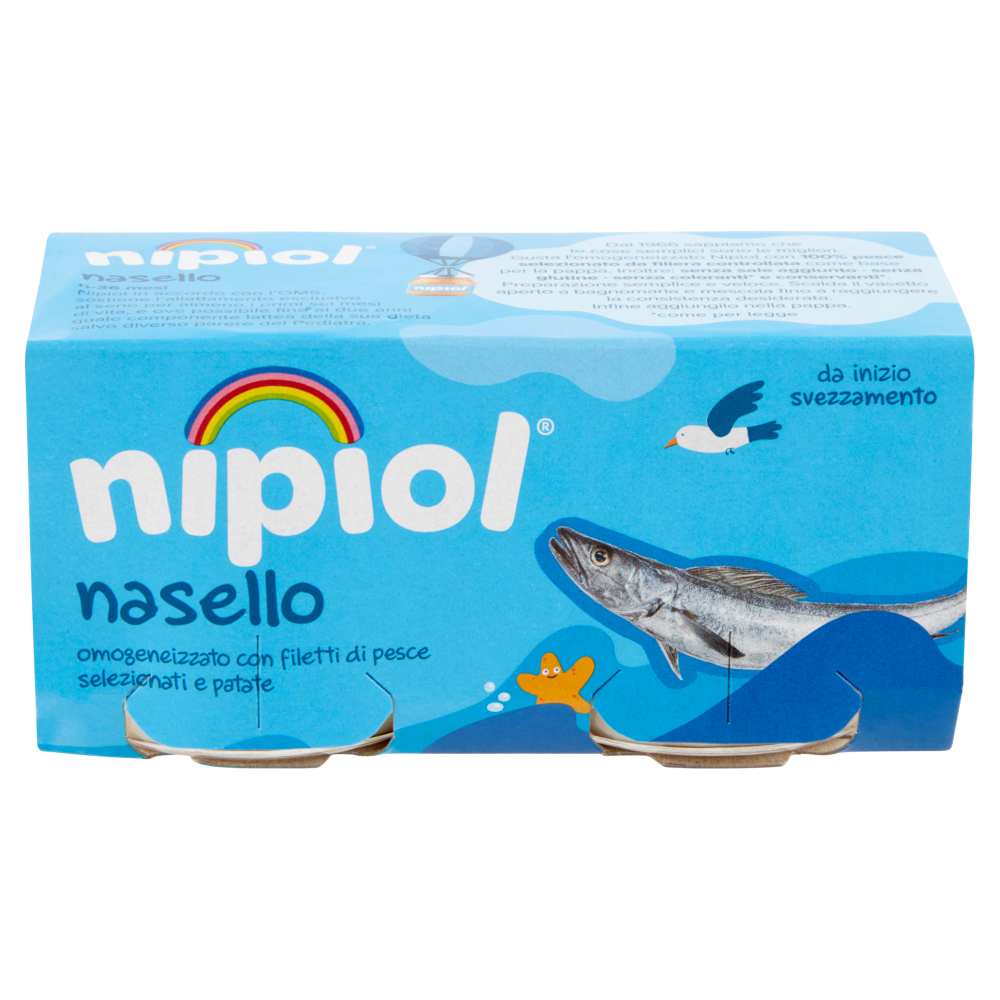 nipiol nasello omogeneizzato con filetti di pesce selezionato e patate 2 x 80 g