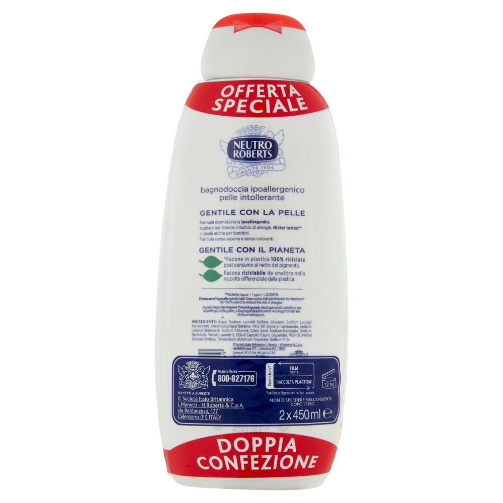 Neutro Roberts dermazero ipoallergenico Bagnodoccia 2 x 450 ml
