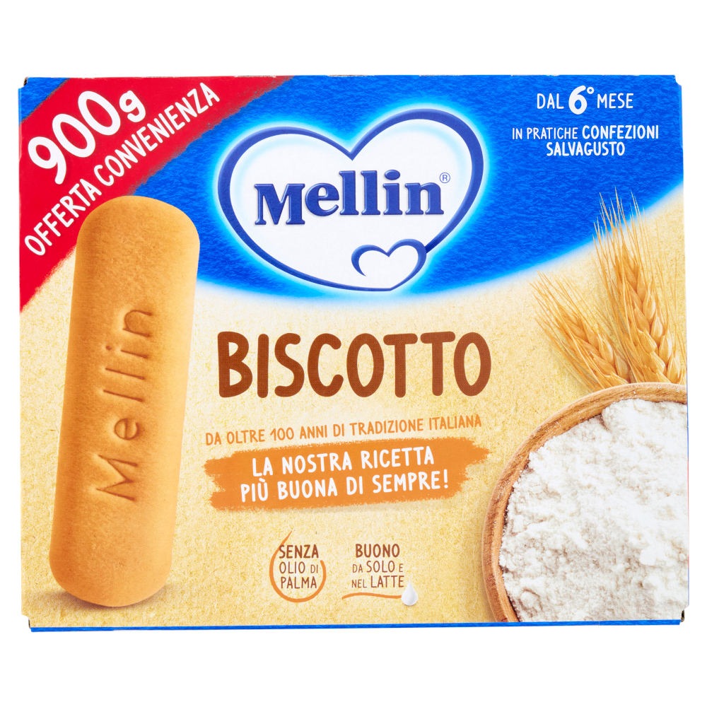 MELLIN Biscotto Classico, a partire dal 6° mese, Senza Olio di Palma, Formato Convenienza, 900g