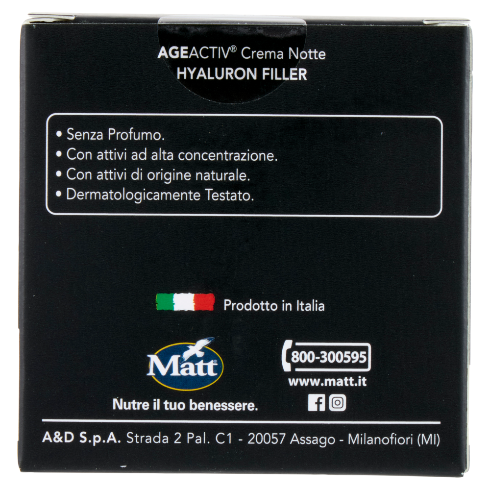 Matt Age Activ Hyaluron Filler Crema Notte Viso e Collo Acido Ialuronico Puro 3P 50 ml
