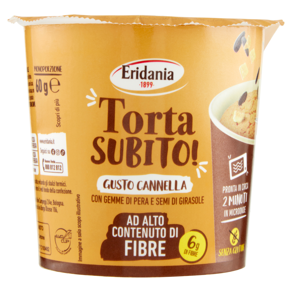 Eridania Torta Subito! Gusto Cannella con Gemme di Pera e Semi di Girasole 60 g