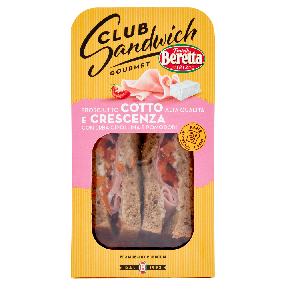 Fratelli Beretta Club Sandwich Gourmet Prosciutto Cotto Alta Qualità e Crescenza 160 g