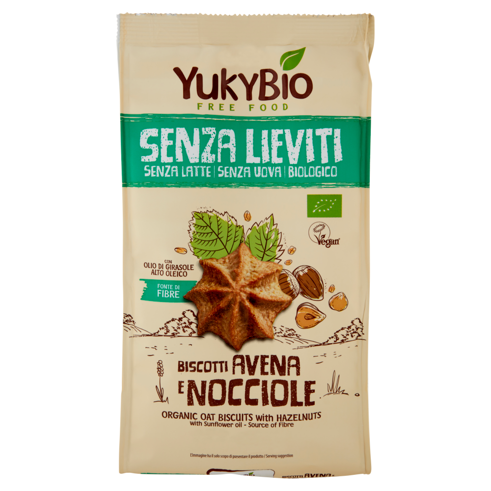 YukyBio Senza Lieviti Biscotti Avena e Nocciole 200 g