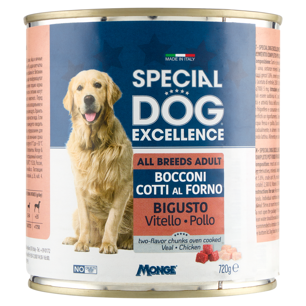 Special Dog Excellence All Breeds Adult Bocconi Cotti al Forno Bigusto Vitello Pollo 720 g
