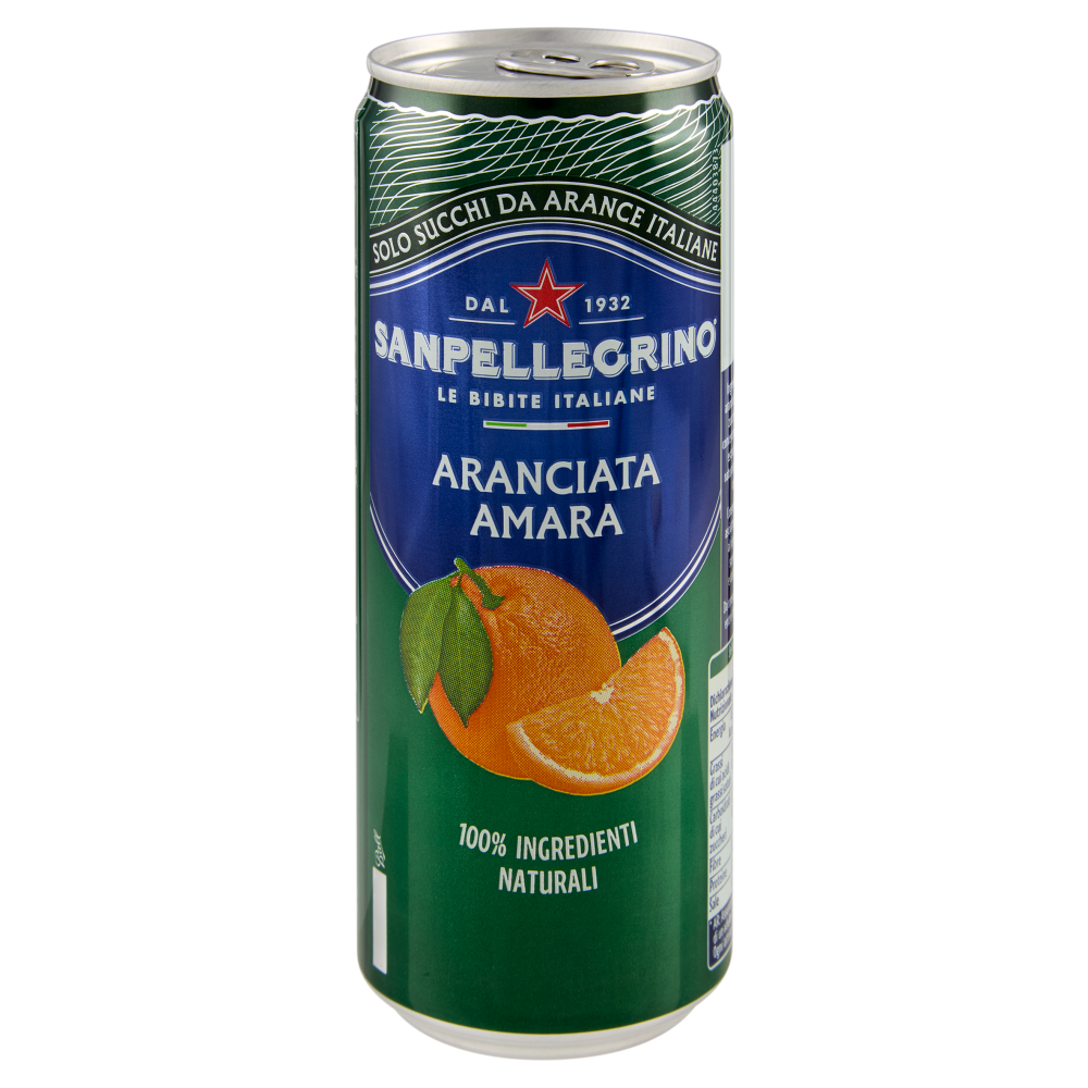 BIBITE SANPELLEGRINO, Bevande Gassate, Naturali, Aranciata Amara, Lattina 33cl