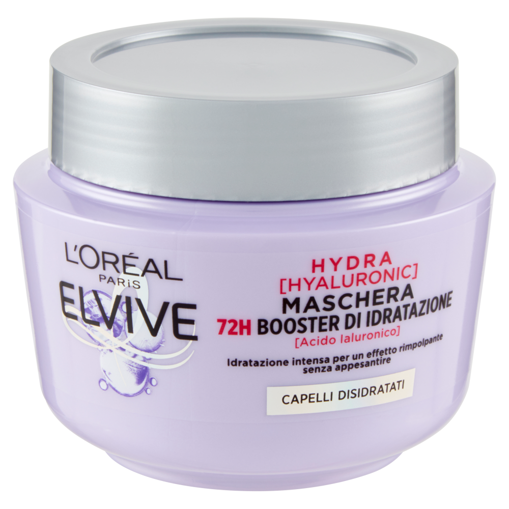 L'Oreal Paris Maschera Elvive Hydra Hyaluronic con Acido Ialuronico 72H Booster di Idratazione 300ml