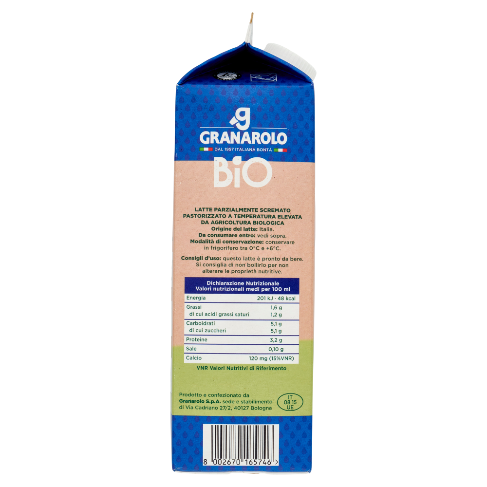 Granarolo Bio Latte Biologico Parzialmente Scremato 1 L