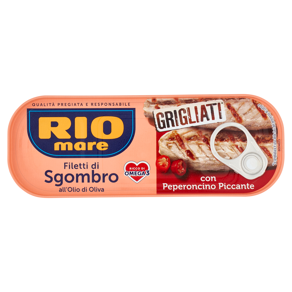 Rio mare Filetti di Sgombro all'Olio di Oliva con Peperoncino Piccante Grigliati 120 g