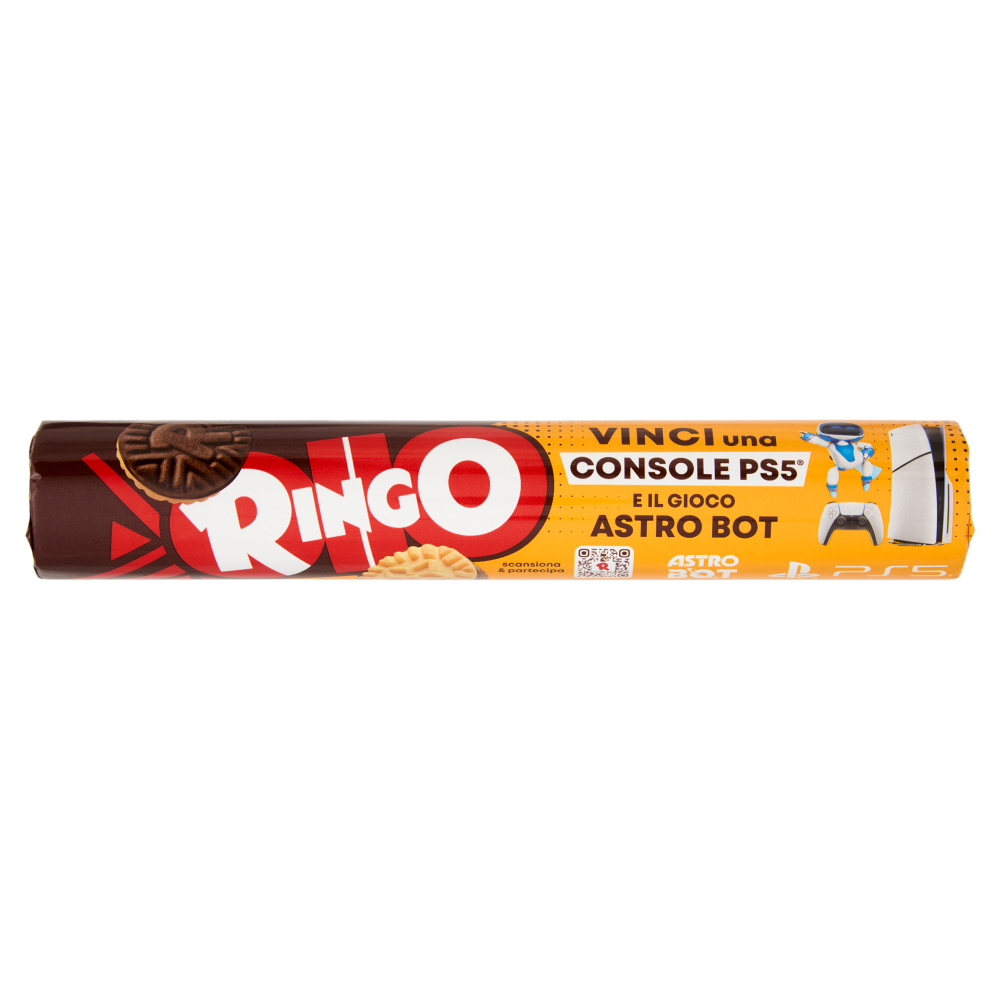 Ringo Cacao Biscotti Farciti con Crema Cacao Snack Merenda Tubo, 165g
