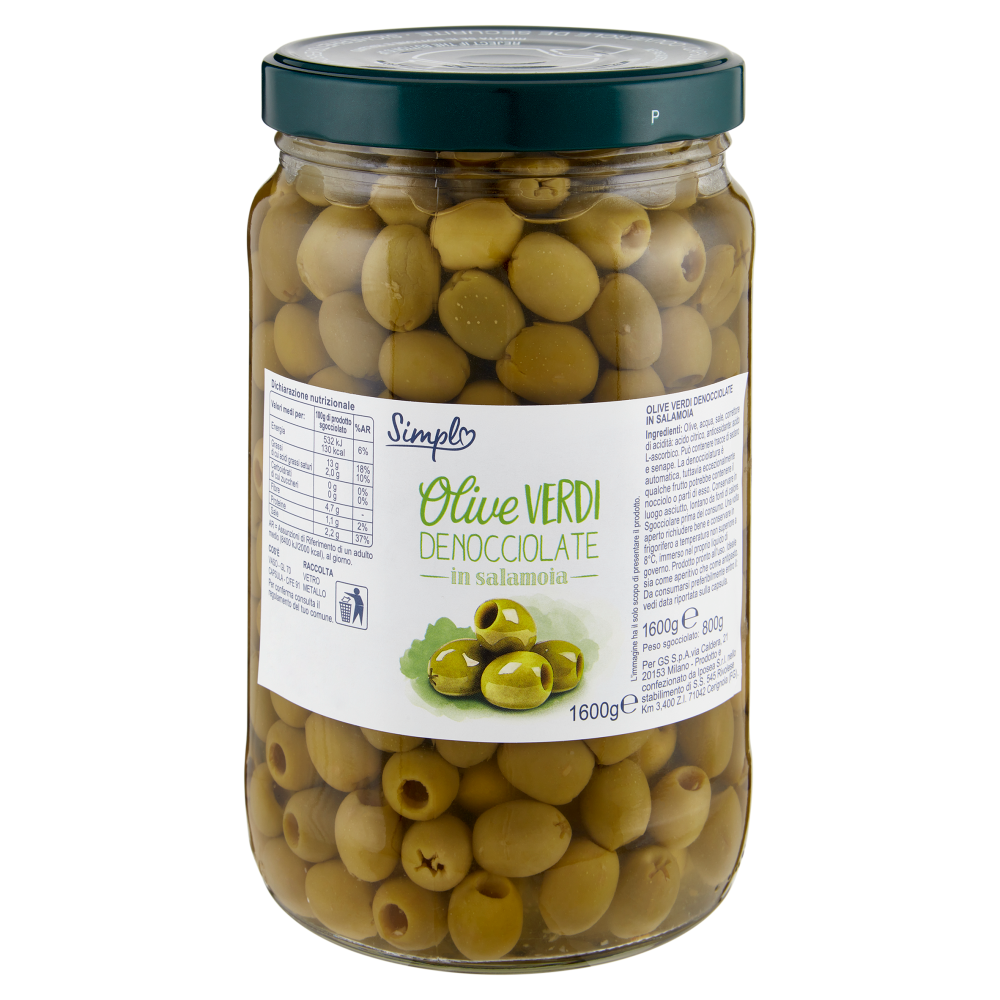 Simpl Olive Verdi Denocciolate in salamoia 1600 g