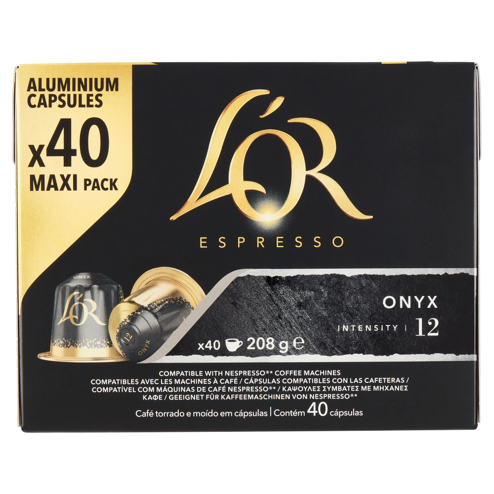 L'Or Espresso Onyx 12- 40 Capsule Caff&egrave; Compatibili con Macchine Nespresso*&reg; Original 208g