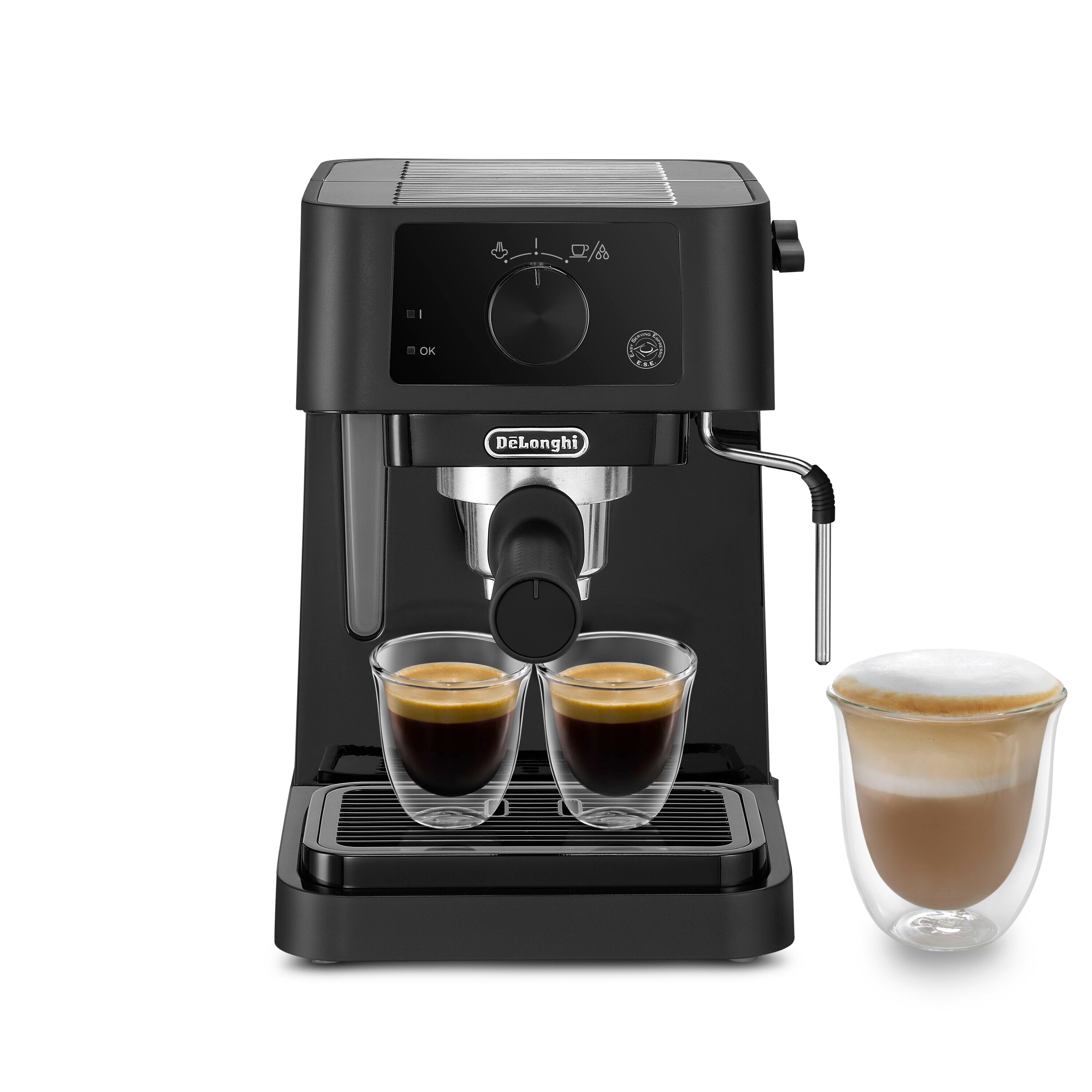 De&rsquo;Longhi STILOSA EC235.BK Macchina da Caff&egrave; Manuale Espresso e Cappuccino, Compatibile con Polvere o Cialde E.S.E., Spegnimento Automatico, Serbatoio Estraibile da 1L, Potenza 1100W, Nero