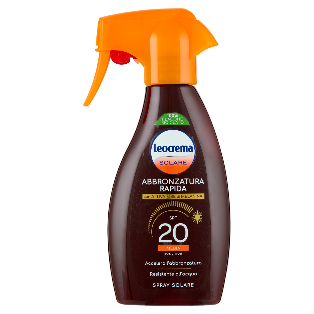 Leocrema Solare Spray Solare Abbronzatura Rapida SPF 20 Media 250 ml