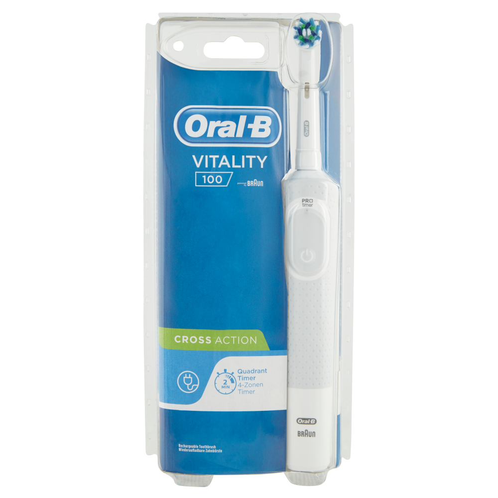 Oral-B Power Spazzolino Elettrico Vitality Timer CrossAction Bianco