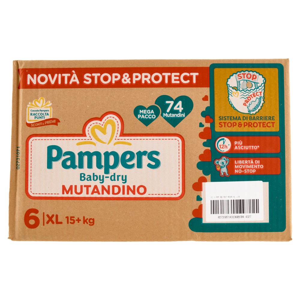 Pampers Baby-dry Mutandino XL 74 pz