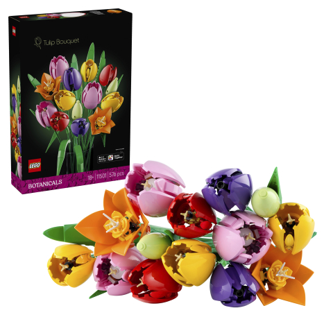 LEGO Botanicals 11501 Bouquet di Tulipani, 14 Fiori Finti da Costruire per Adulti in 5 Colori, Regalo Fai da Te per Donne