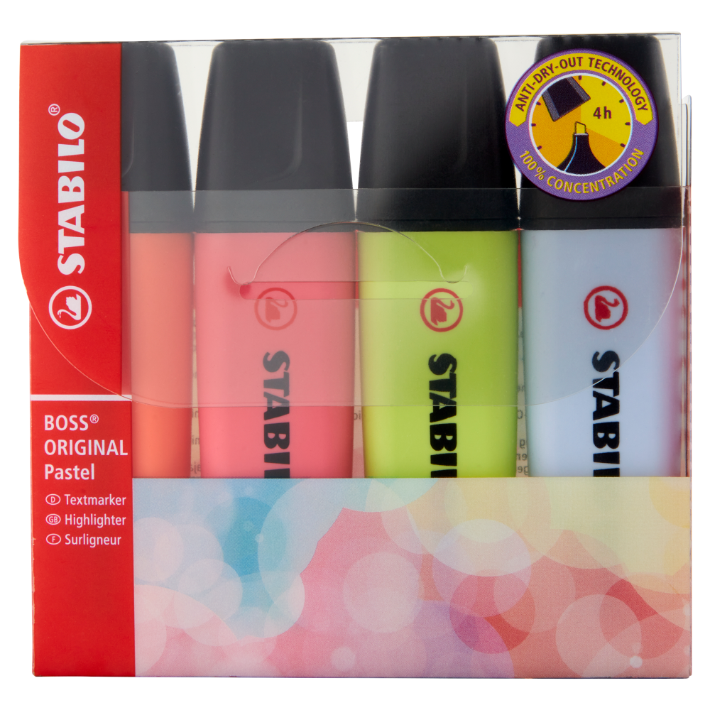 STABILO Boss Original Pastel evidenziatore - astuccio da 4 pz. 