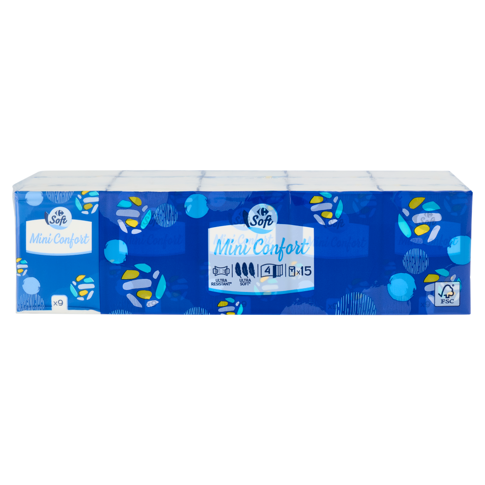 Carrefour Soft Mini Confort Fazzoletti bianchi 15 pz