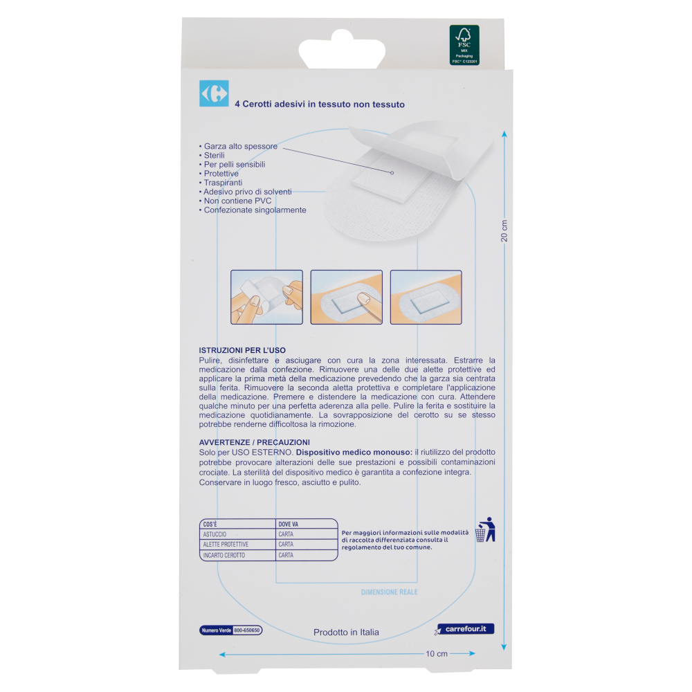 Carrefour Soft Medicazioni adesive Sterili 10x20 cm 4 pz