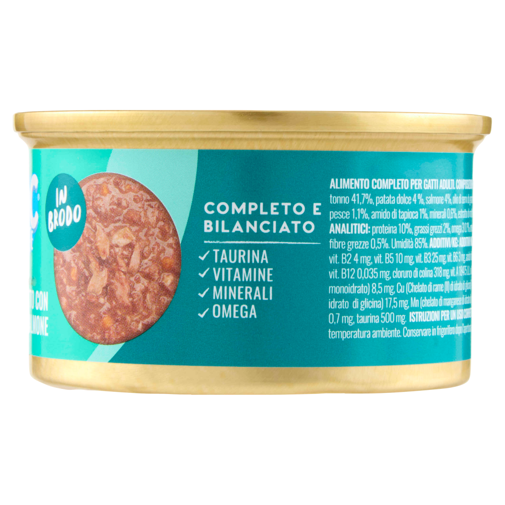 ADoC Complete For Cats Filetti di Tonnetto con Patate Dolci e Salmone in Brodo 80 g