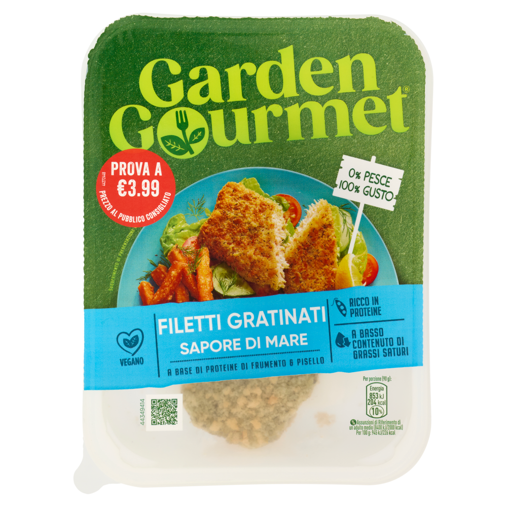 GARDEN GOURMET Filetti Gratinati Vegani Sapore di Mare 2 pezzi 180g