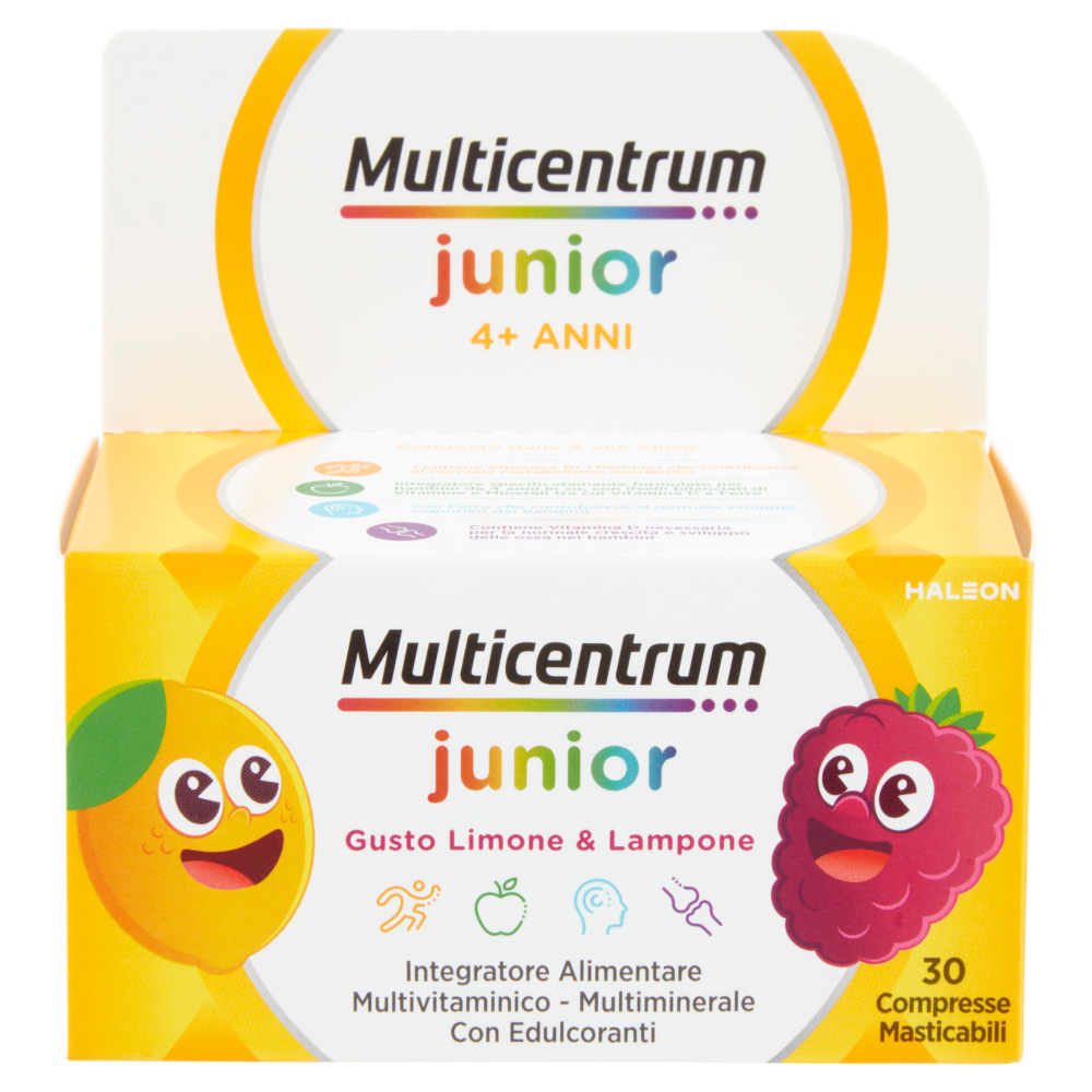 Multicentrum junior integratore multivitaminico per bambini 4 + con vitamina B , C , D 30 cpr 56 g