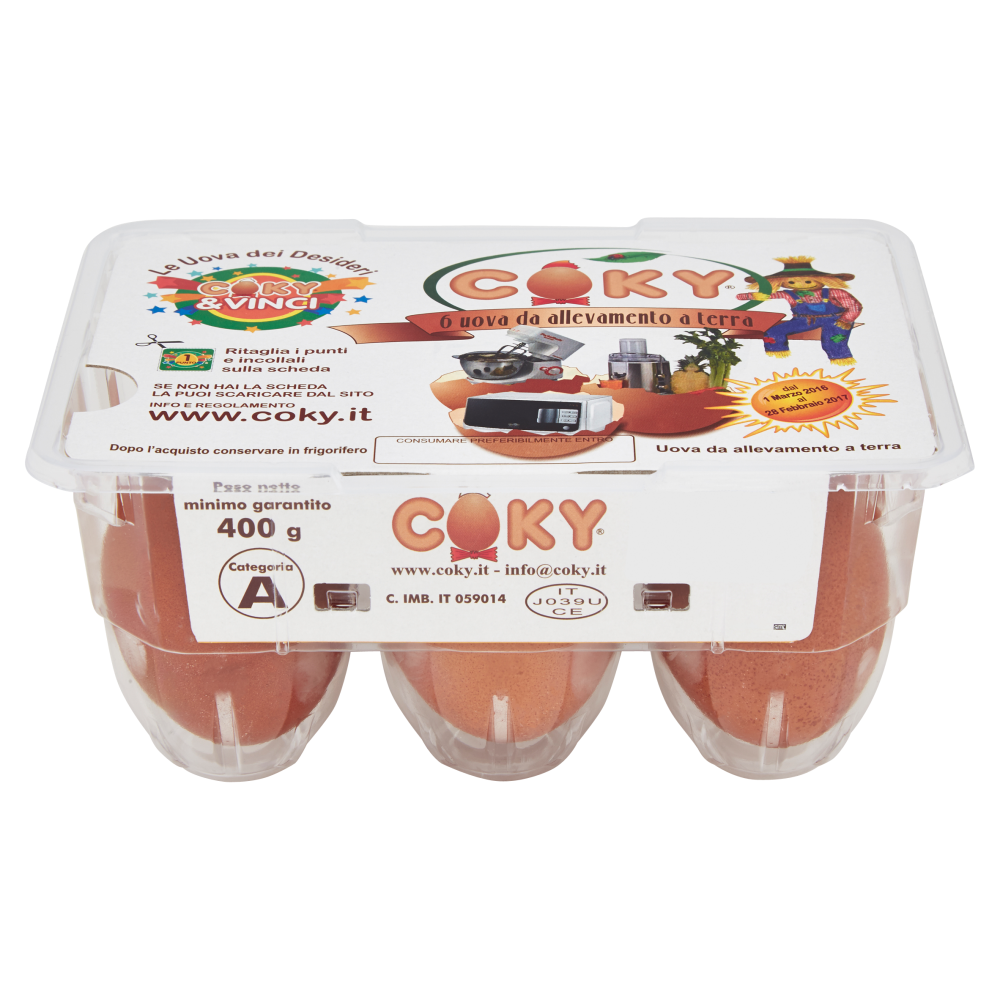 Coky 6 uova da allevamento a terra 400 g