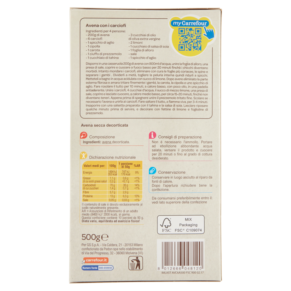 Carrefour Avena Decorticata 500 g