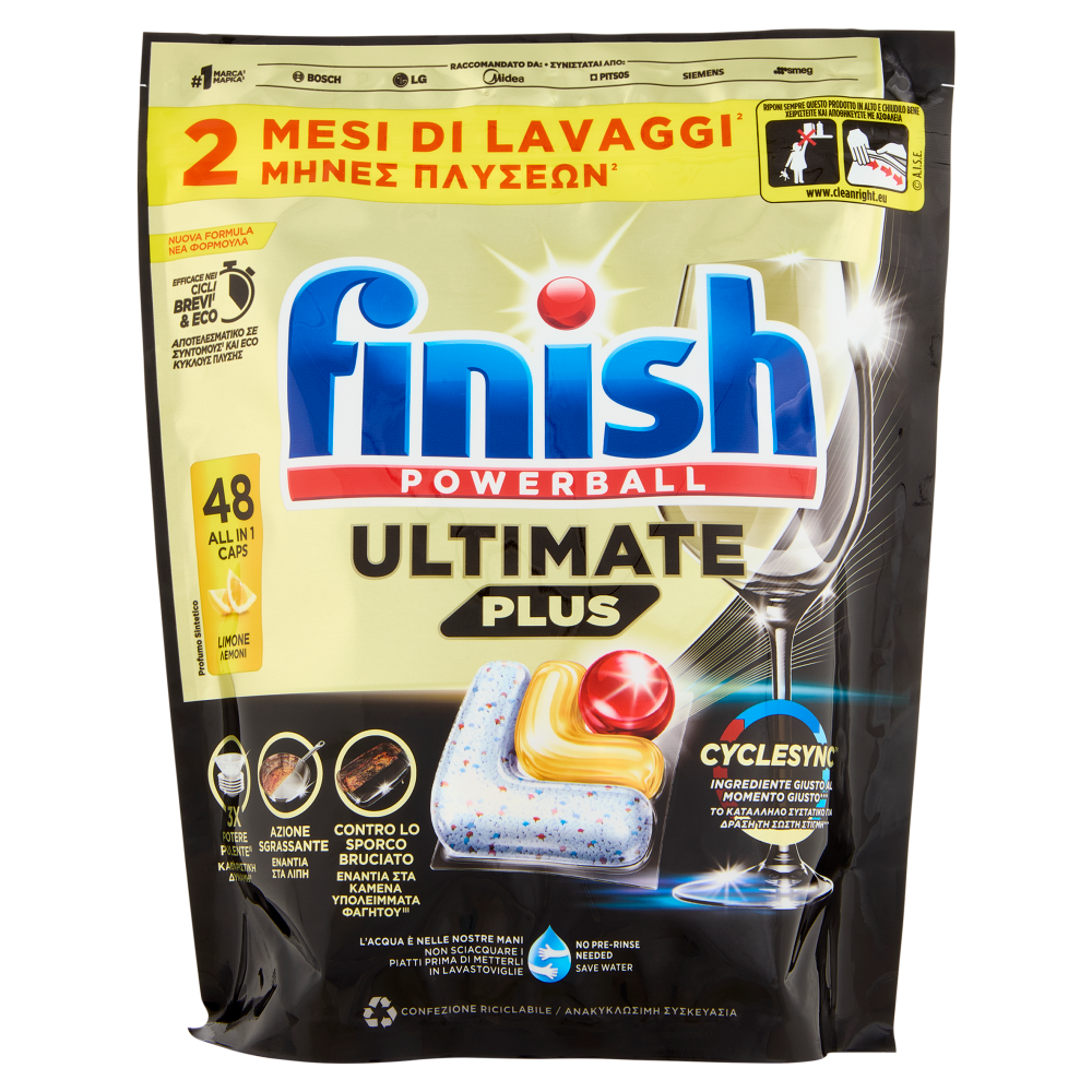 Finish Ultimate Plus Limone pastiglie lavastoviglie 48 lavaggi 585,6 g