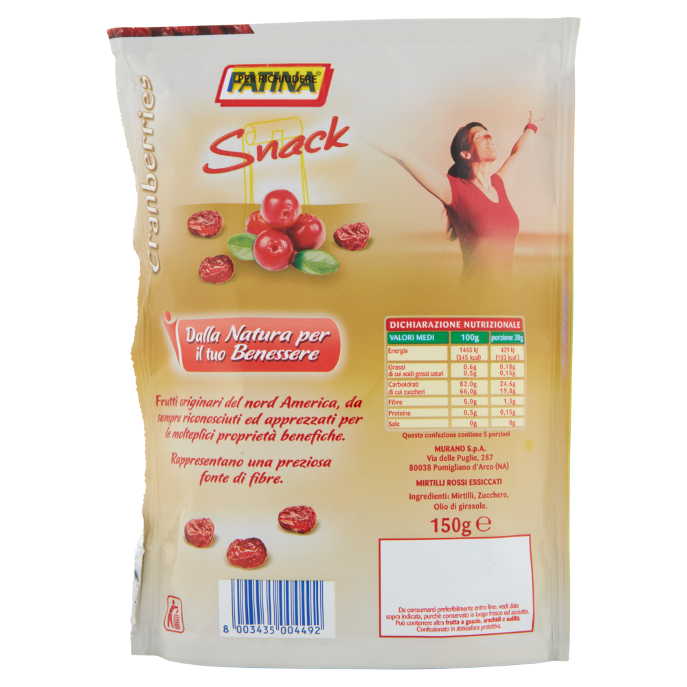 Fatina Snack Cranberries Mirtilli Rossi 150 g