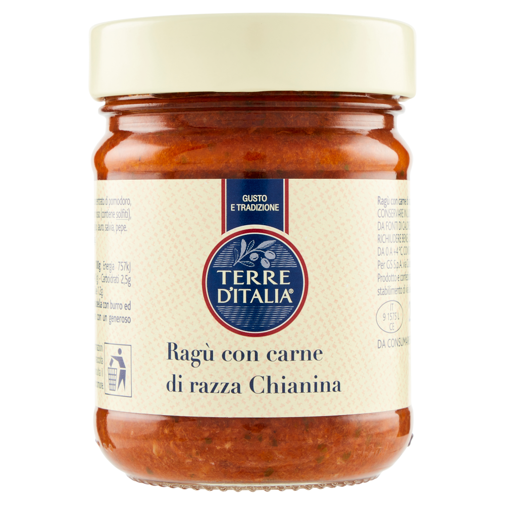 Terre d'Italia Ragù con carne di razza Chianina 200 g