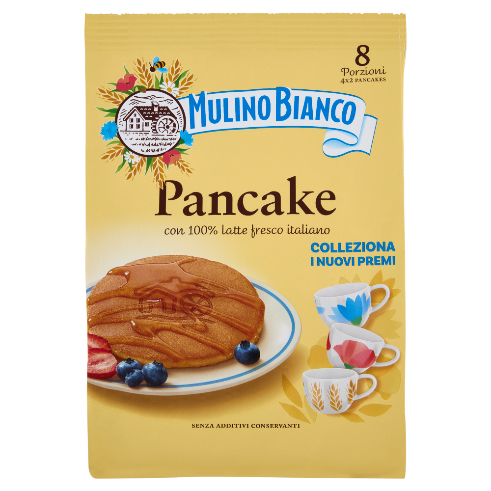 Mulino Bianco Pancake Merenda 100% Latte Fresco Italiano e Farina Sostenibile 8 Porzioni 280g
