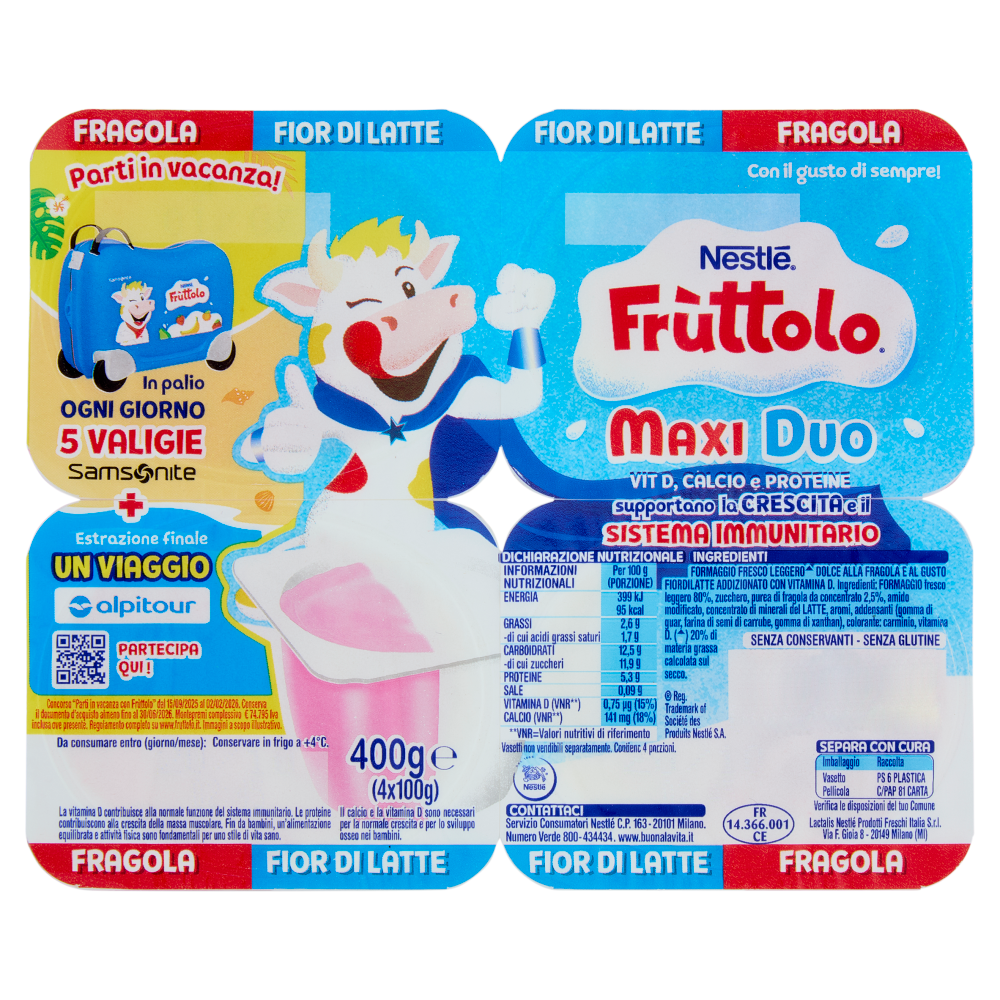 NESTLÉ FRUTTOLO Maxi Duo Fragola - Fior di Latte 4x100g