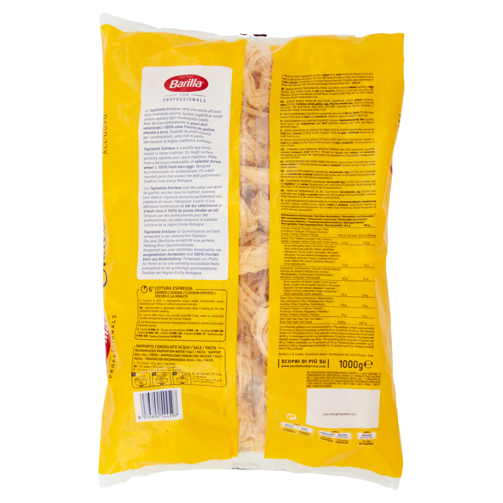 Barilla for Professionals Emiliane Pasta uovo Nidi Tagliatelle Catering Food Service 1 Kg