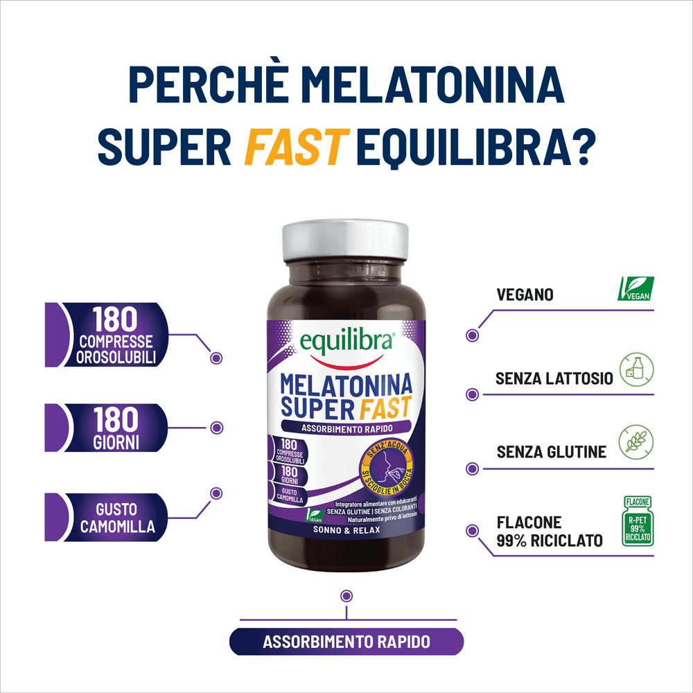 Equilibra Melatonina Superfast 180 Compresse Orosolubili 57,60 g