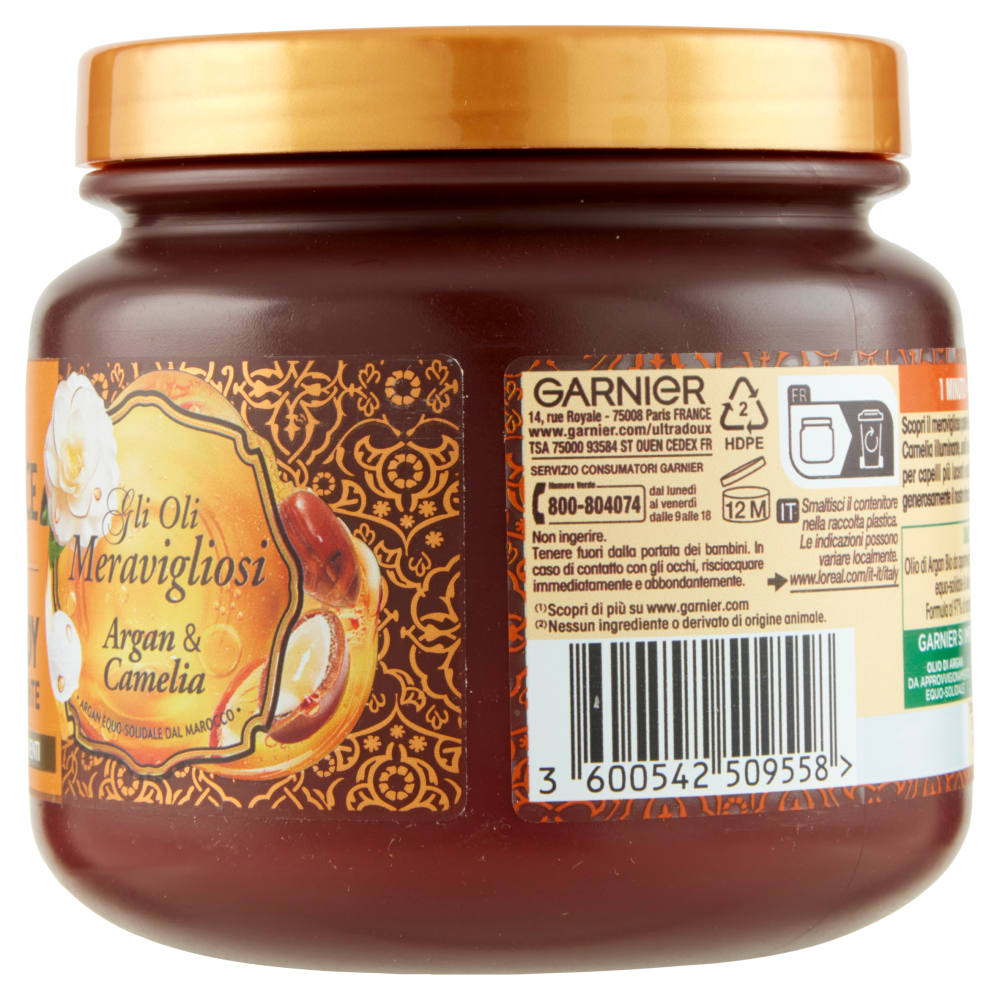 Garnier Ultra Dolce Hair Remedy Maschera per Capelli Nutriente Argan e Camelia, 340 ml
