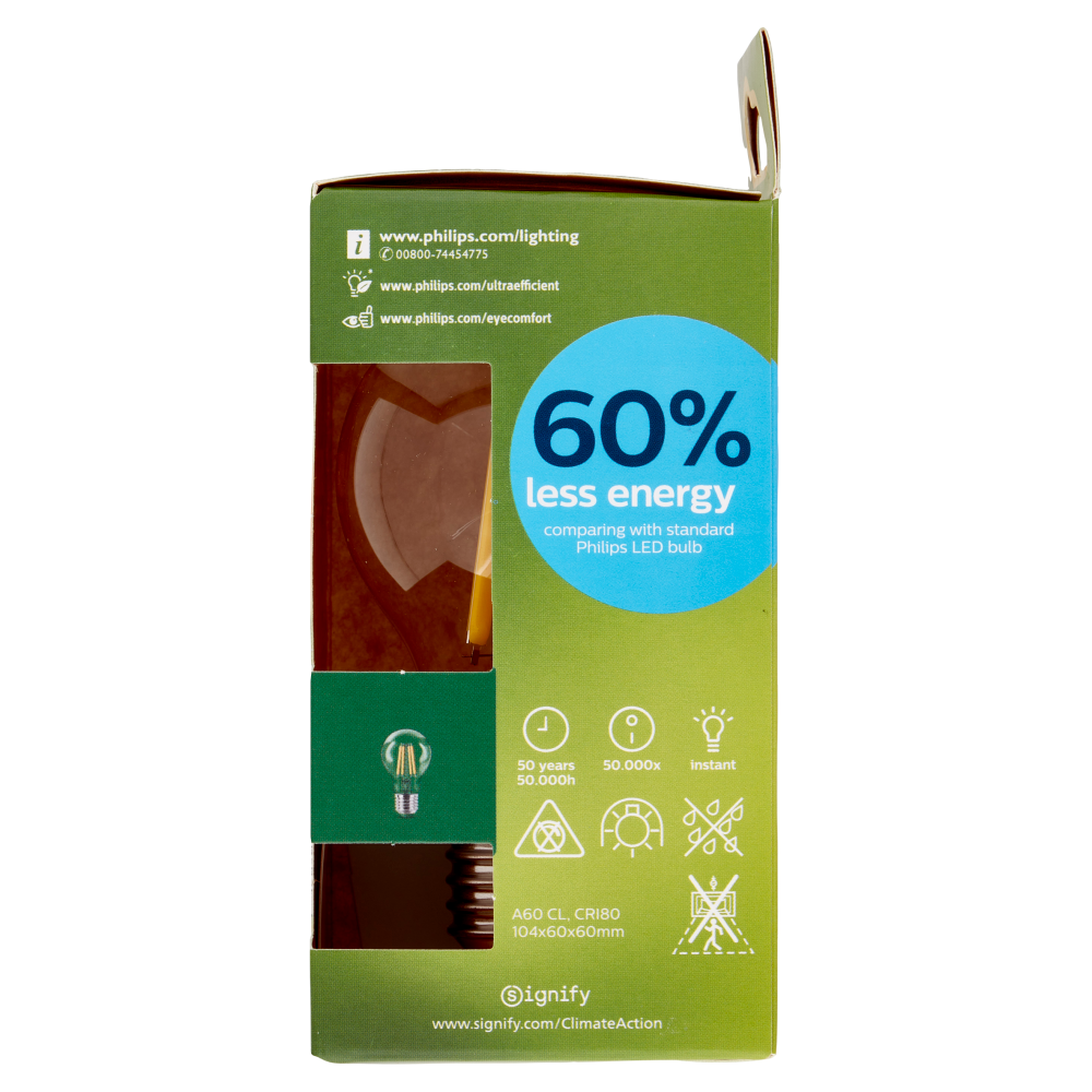 Philips Led Goccia Vetro Filamento 40W E27 2700K 