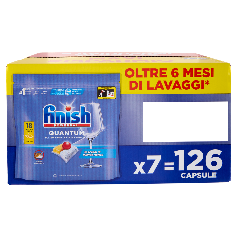 Finish Quantum Limone pastiglie lavastoviglie 126 lavaggi 1310,4 g