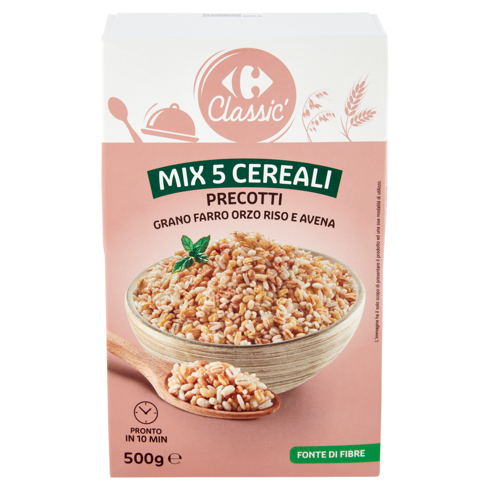 Carrefour Classic Mix 5 Cereali Precotti Grano Farro Orzo Riso e Avena 500 g