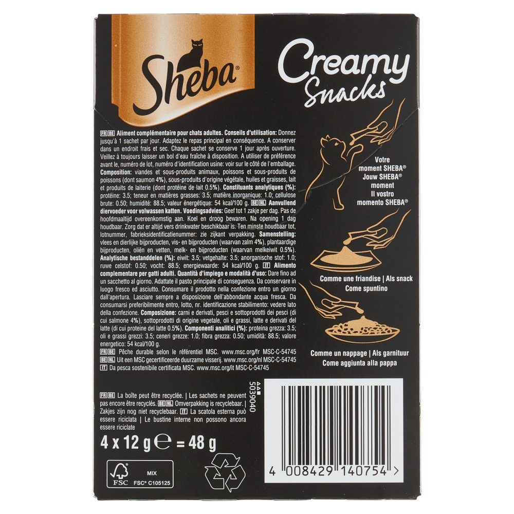Sheba Creamy Snacks con salmone 4 x 12 g