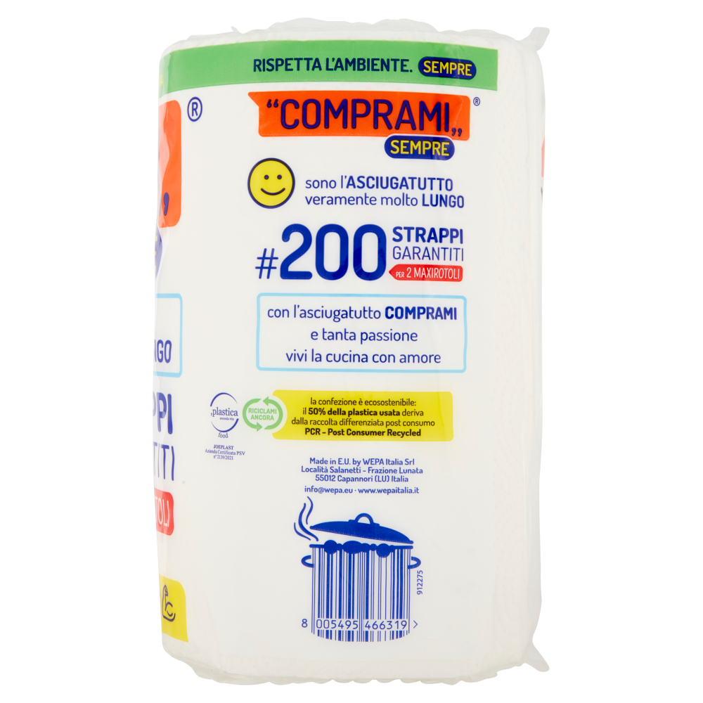 Comprami Sempre Asciugatutto #200 Strappi Maxirotoli 2 pz