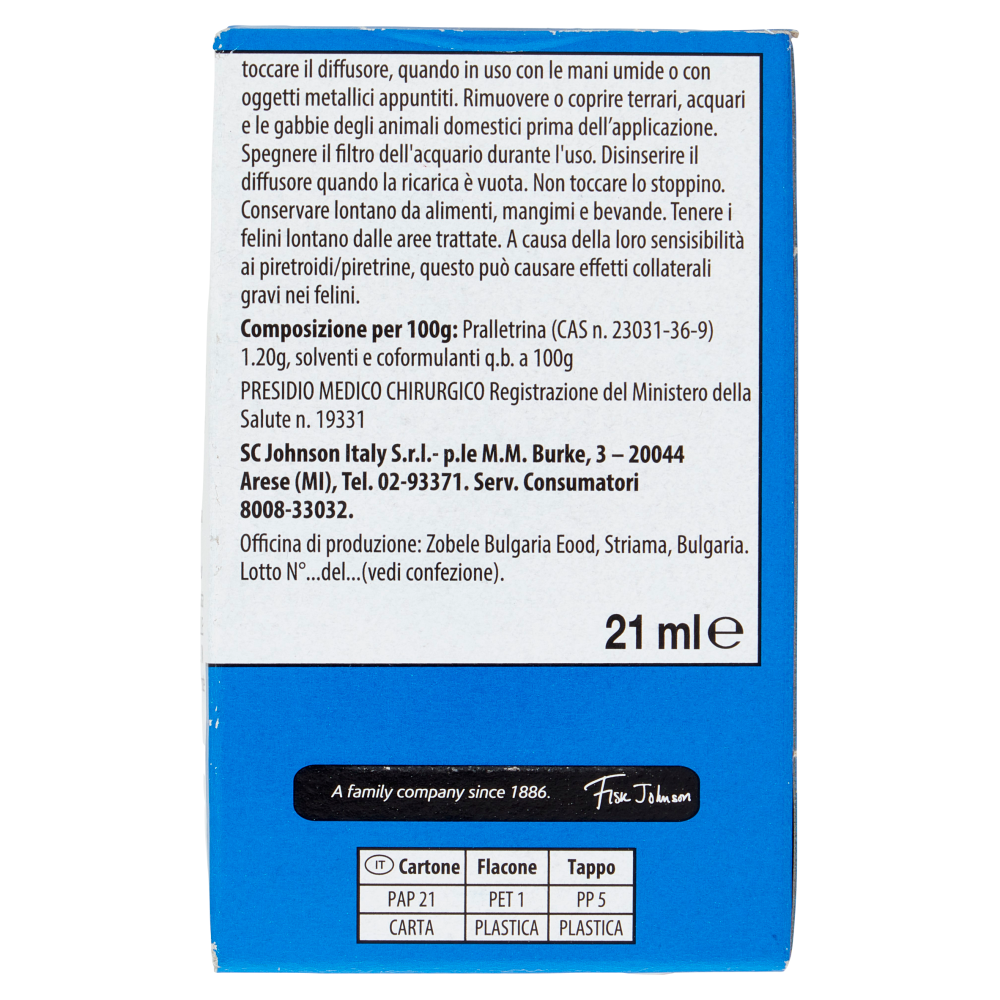 Raid Liquido Elettrico 30 Notti Ricarica; Inodore, 21ml 