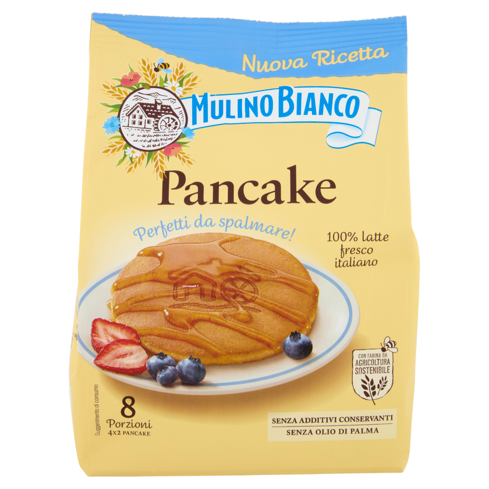 Mulino Bianco Pancake Merenda 100% Latte Fresco Italiano e Farina Sostenibile 8 Porzioni 280g