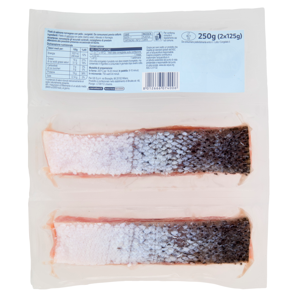 Carrefour Classic Filetti di Salmone Norvegese Surgelati 2 x 125 g
